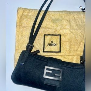 FENDI Felt Mini Shoulder Bag Dark Gray